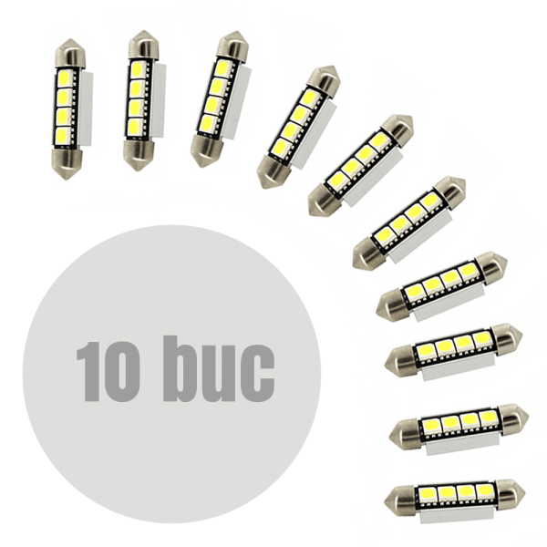 Pachet 10 Leduri auto Sofit 41mm 3W can-bus Carguard