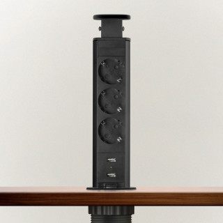 Distribuitor electric ascuns - 3 prize - negru mat - Delight ǀ 20430MBU