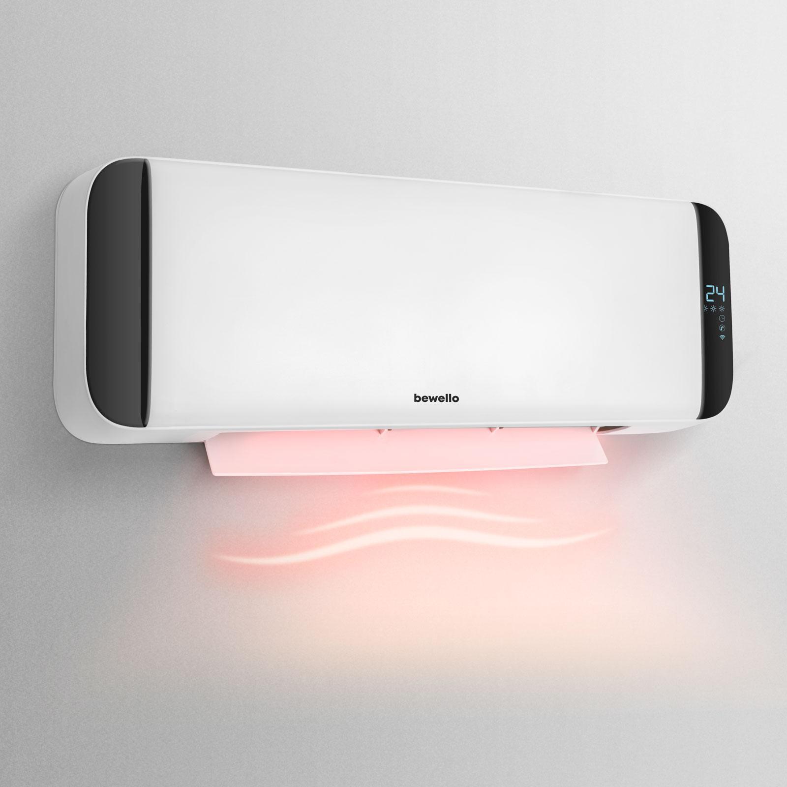 Radiator de perete - 1000/2000W - display LED - 230V - alb - Bewello ǀ BW2101