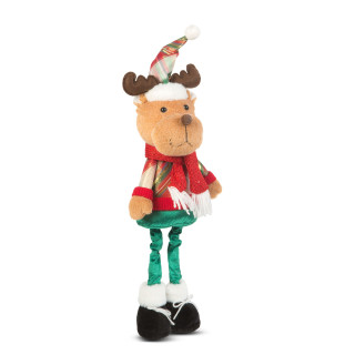 Figurina textila de Craciun - cu picioare telescopice - 95 x 25 x 20 cm - ren ǀ 58759C