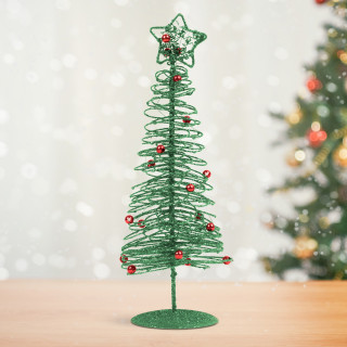 Bradut metalic - ornament de Craciun - 28 cm - verde ǀ 58622D