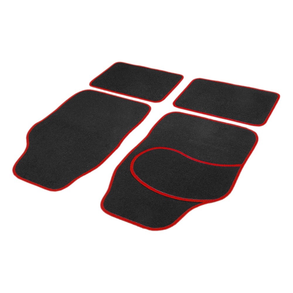 Set covorașe auto textile universale Carguard 64 x 44 cm | 44 x 29 cm - negru - roșu