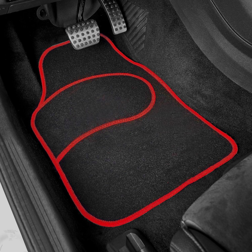 Set covorașe auto textile universale Carguard 64 x 44 cm | 44 x 29 cm - negru - roșu - imagine 3